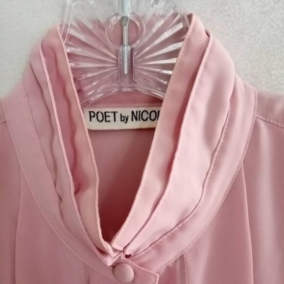 Poet by Nicola Blouse Pink Front Pleats Lightweight Long Sleeve - Picture 3 of 9